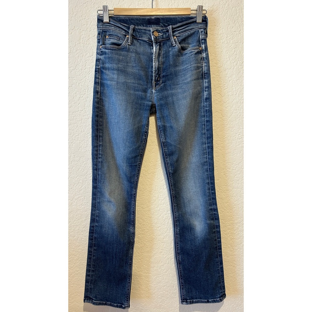 Mother Womens Mid Rise Dazzler Ankle Jeans Sz 25 Blue On The Edge Slim Straight
